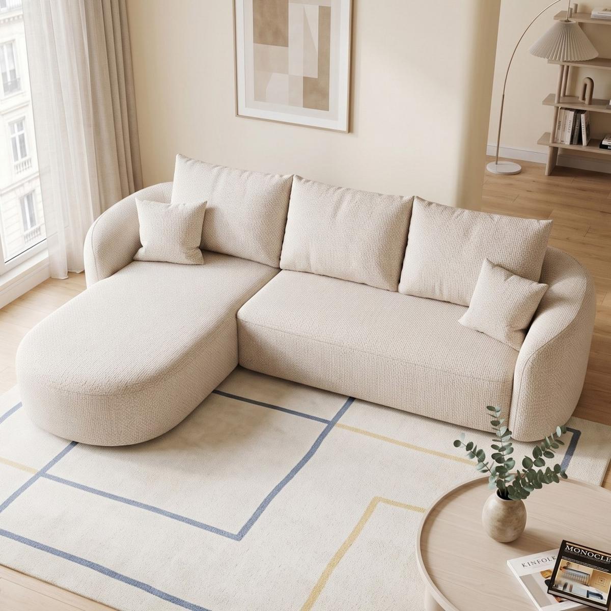 ECKSOFA 266cm L-Form Weiß 4-Sitzer ohne Montage - Weiß, Textil (266/168cm) - Urban Meuble