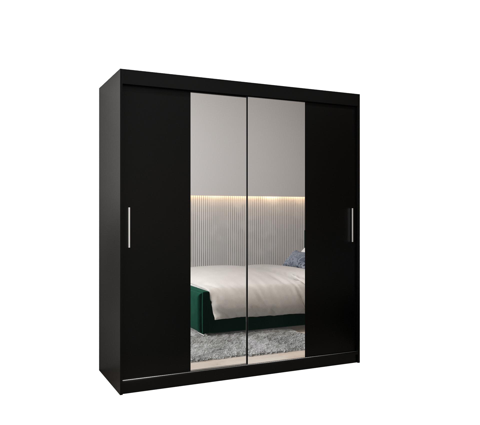SCHIEBETÜRENSCHRANK mit Spiegel TOKYO 1 200/180/62 2-türig - Silberfarben/Schwarz, Holz/Kunststoff (180/200/62cm) - MÖBEL KRYSPOL