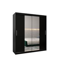 SCHIEBETÜRENSCHRANK mit Spiegel TOKYO 1 200/180/62 2-türig - Silberfarben/Schwarz, Holz/Kunststoff (180/200/62cm) - MÖBEL KRYSPOL