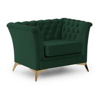 CHESTERFIELD-SESSEL Whitby Flaschengrün Samt mit goldenen Füßen - Dunkelgrün/Goldfarben, Holz/Textil (116/78/82cm) - S-Style Möbel