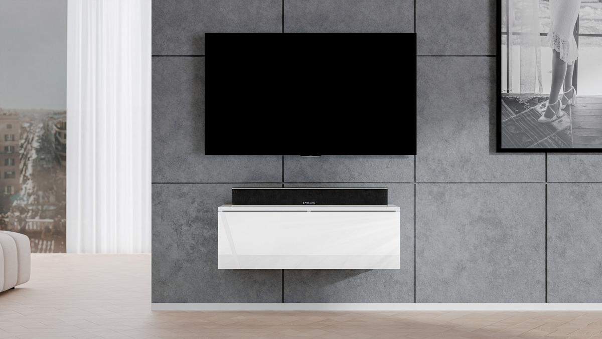 LOWBOARD Loriano 100 Weiß Matt, Hochglanz 100/34/32 cm – TV Lowboard zum Hängen - Weiß, Holzwerkstoff/Kunststoff (100/34/32cm) - AX Living