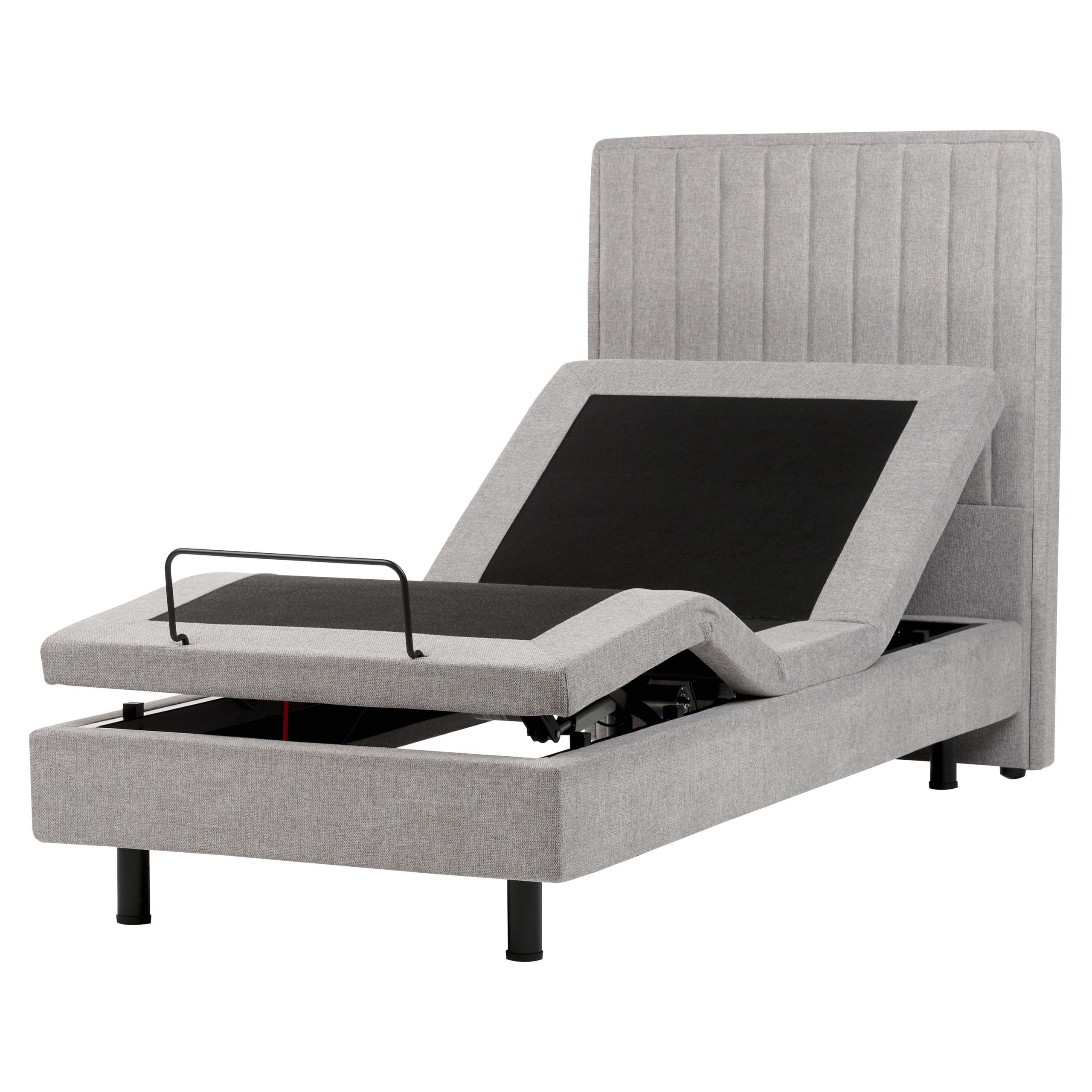 BETT 90/200 cm Hellgrau Duke II - Hellgrau, Textil (90/200cm) - Beliani