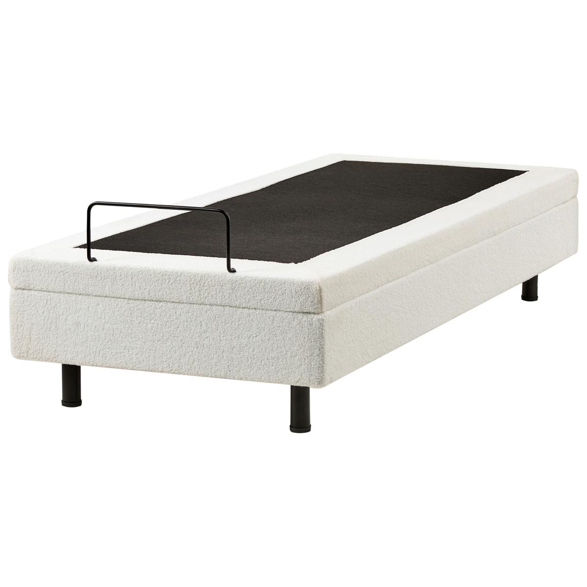 BETT verstellbar ohne Kopfteil Bouclé 80/200 cm Cremeweiß Duke - Creme, Textil (80/200cm) - Beliani