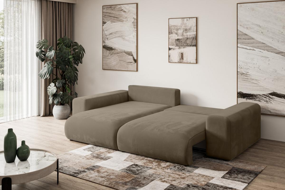 ECKSOFA Ottomane links ESKAR-L 266x176x72 Braun Velours - Schwarz/Braun, Holzwerkstoff/Kunststoff (266/176cm) - ALTDECOR