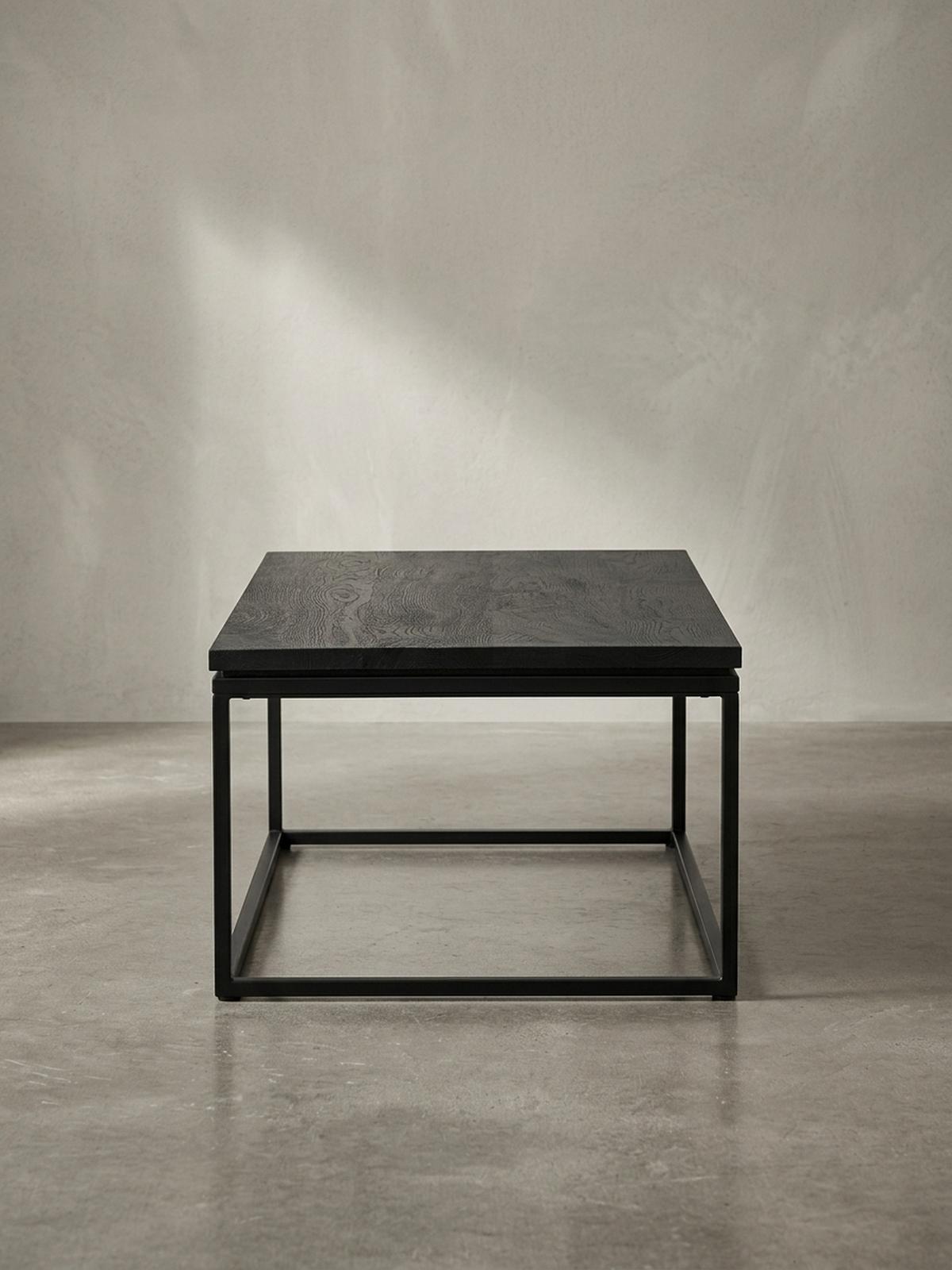 COUCHTISCH aus Mango Massivholz und Metall, Quadratisch, Natürliche Holzmaserung, Schwarz 120 x 60 x 40 cm - Schwarz, Holz/Metall (60/120/40cm) - KADIMA DESIGN