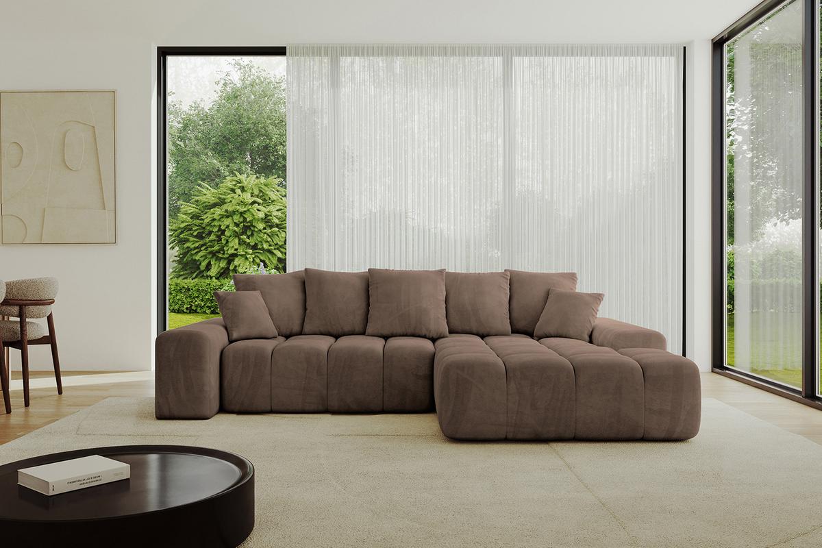 ECKSOFA Ottomane Rechts ENSI-L - 267x164x69 cm Braun - Braun, Holzwerkstoff/Kunststoff (164/267cm) - ALTDECOR