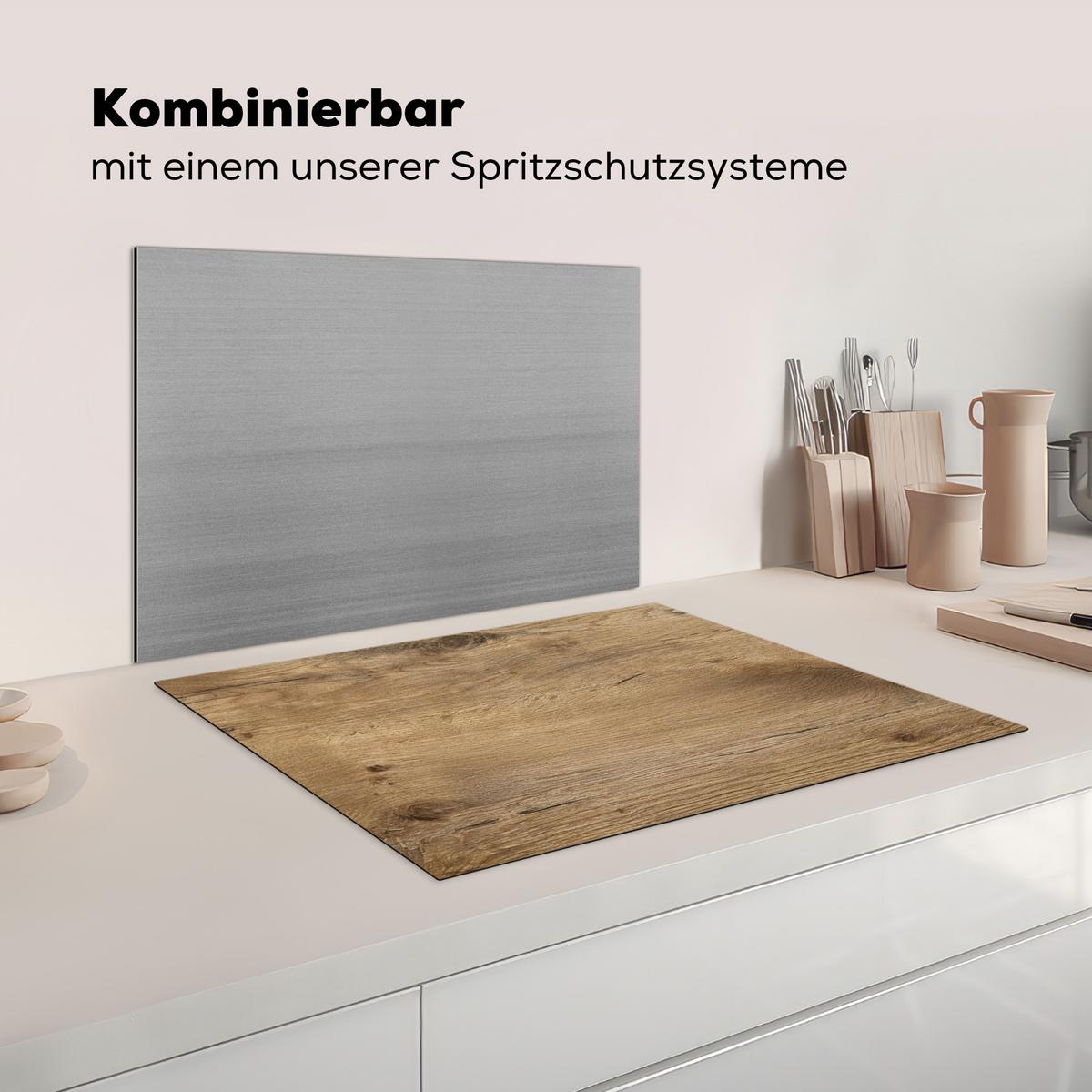 HERDABDECKPLATTE Holz - Braun - Holzoptik Herdabdeckung Induktionsfeld 70x52 cm - Eichefarben, Kunststoff (70/52/0.2cm) - MuchoWow