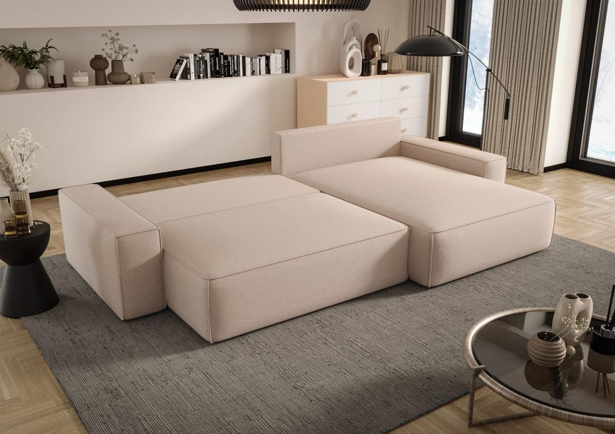 ECKSOFA Walken Mit Schlaffunktion - Hellgrau, Holzwerkstoff/Textil (280/185cm) - Fun Möbel
