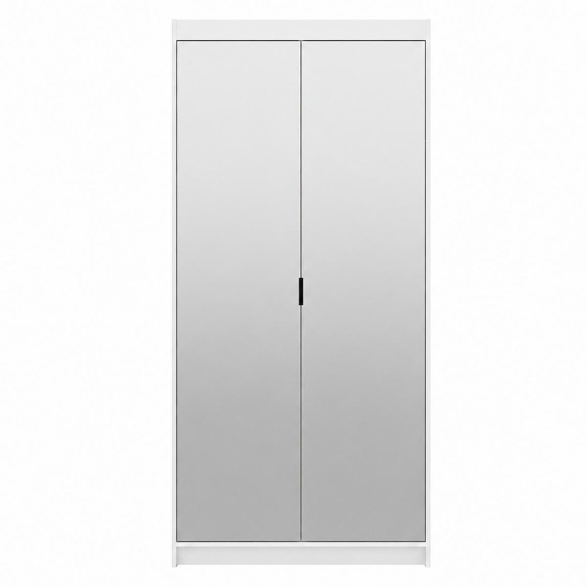 DREHTÜRENSCHRANK Elena mit 2 Türen und 2 Spiegel, 90 cm, Weiß - Weiß, Holzwerkstoff (90/190/53cm) - Beautysofa