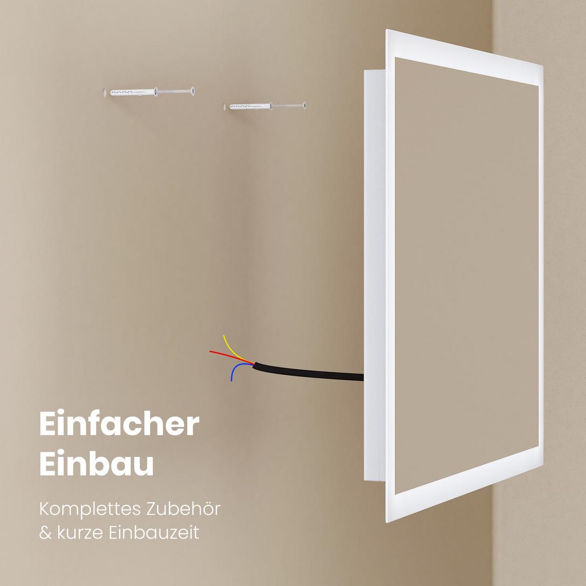 BADSPIEGEL mit Umweltfreundlicher Silberspiegel Beleuchtung 60/40 - Transparent, Glas (60/40/3.5cm) - EMKE
