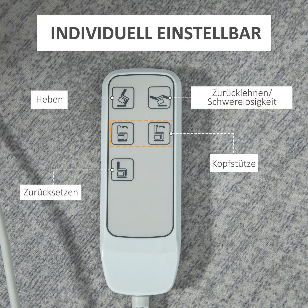 SESSEL mit Aufstehhilfe, Fernsehsessel Elektrisch, Aufstehsessel, Relaxsessel - Grau, Textil (93/105/91cm) - HOMCOM