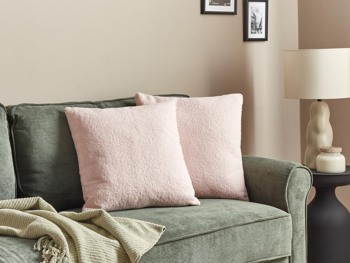 DEKOKISSEN 2er-Set Pastellrosa 45/45 cm Leuzea - Pink, Textil (45/45cm) - Beliani