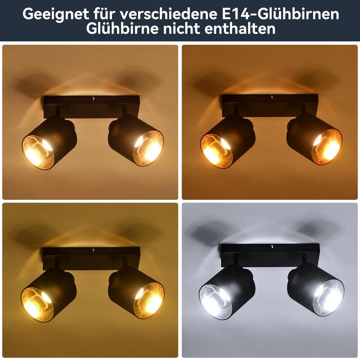 DECKENSTRAHLER Brand 2-flammig 25/11/21 cm - Schwarz, Textil (25/11/21cm) - Nettlife