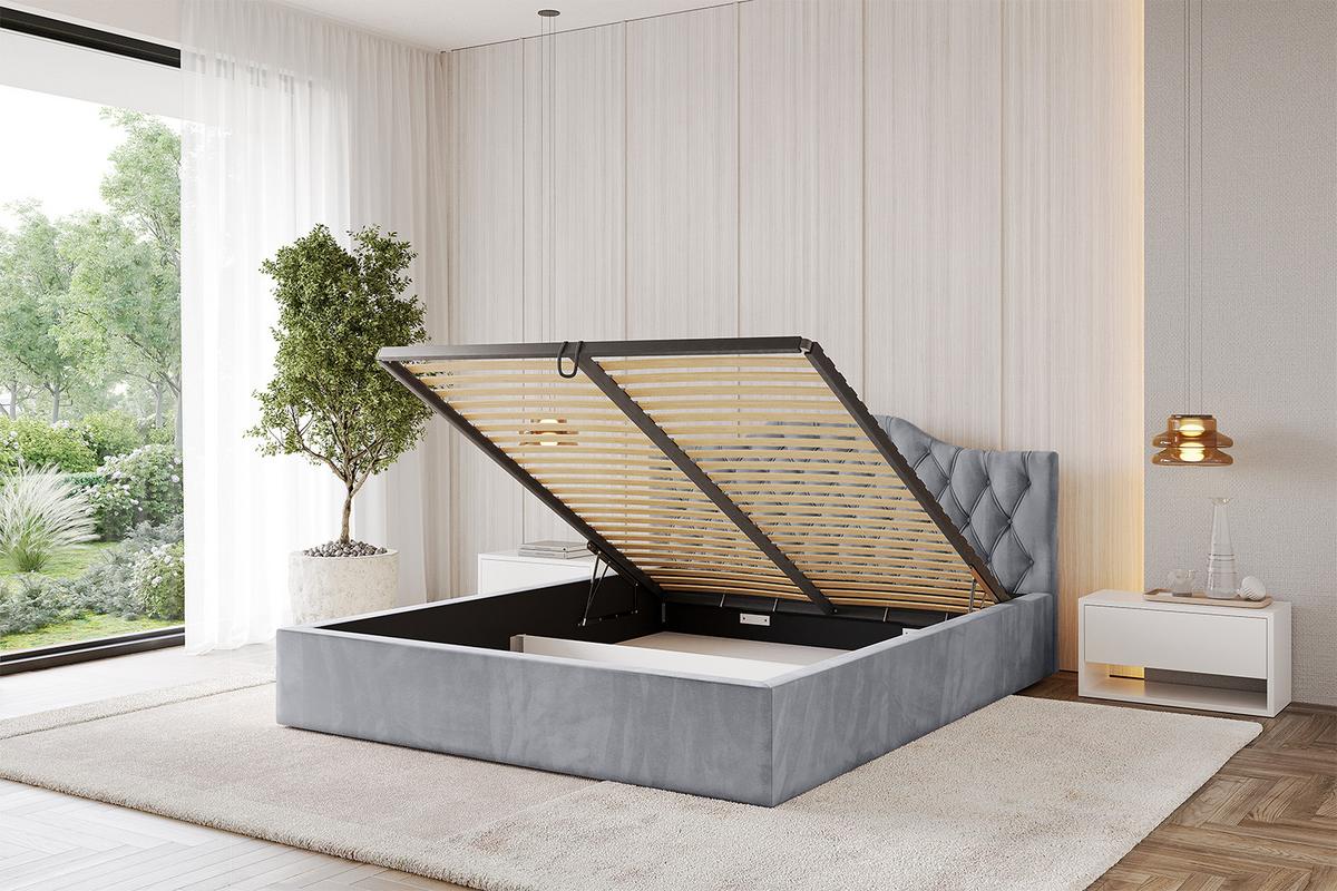 POLSTERBETT mit Bettkasten und Lattenrost, Bett mit Matratze H3/H4 - FALIO-V1 120x200 Hellgrau - Hellgrau, Holzwerkstoff/Textil (120/200cm) - ALTDECOR