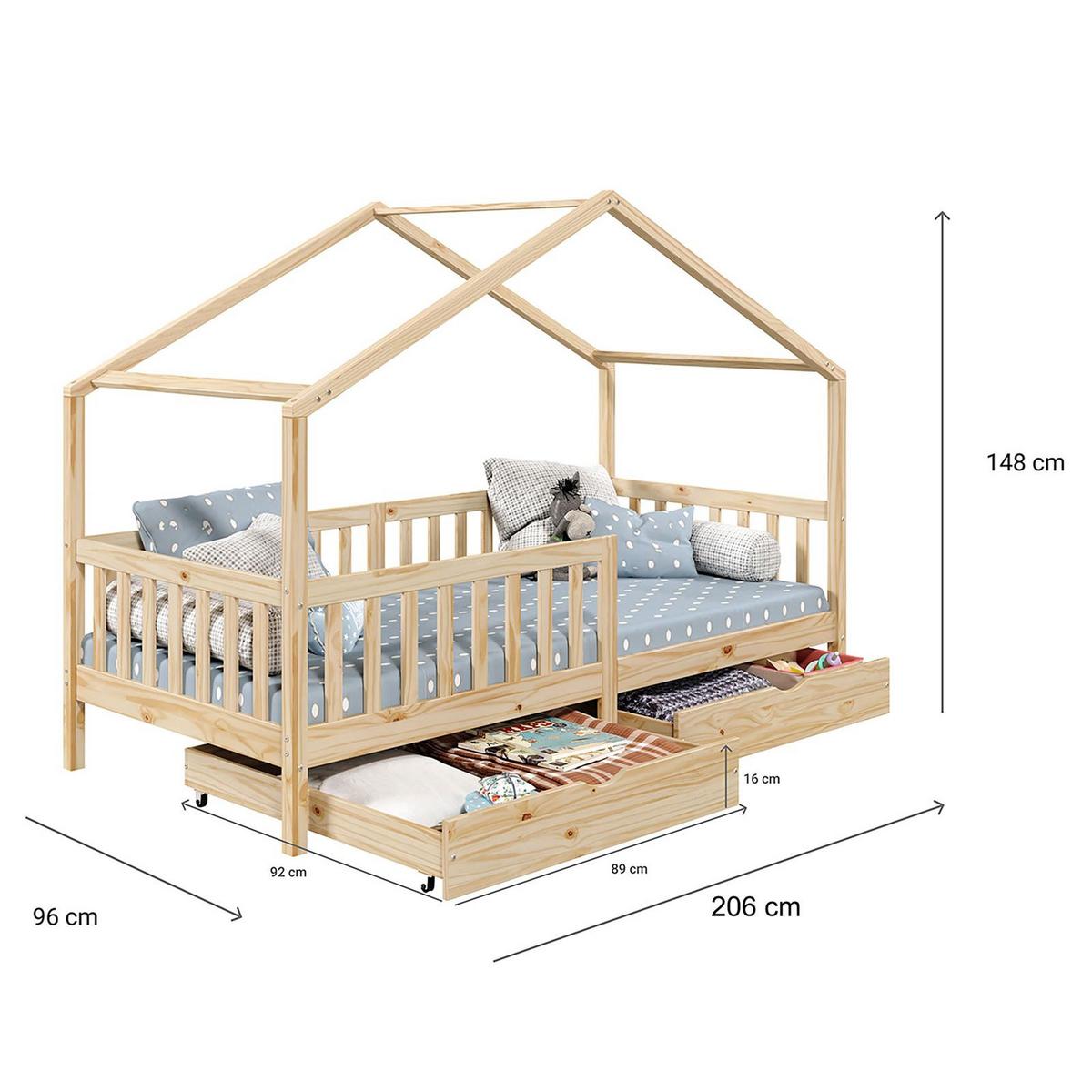 HAUSBETT ELEA 90X200 CM - Naturfarben, Holz (96/148/206cm) - IDIMEX