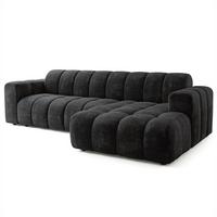 ECKSOFA SETIA LM R-S Schwarz Chenille - Schwarz, Holzwerkstoff (304/165cm) - MASSENO