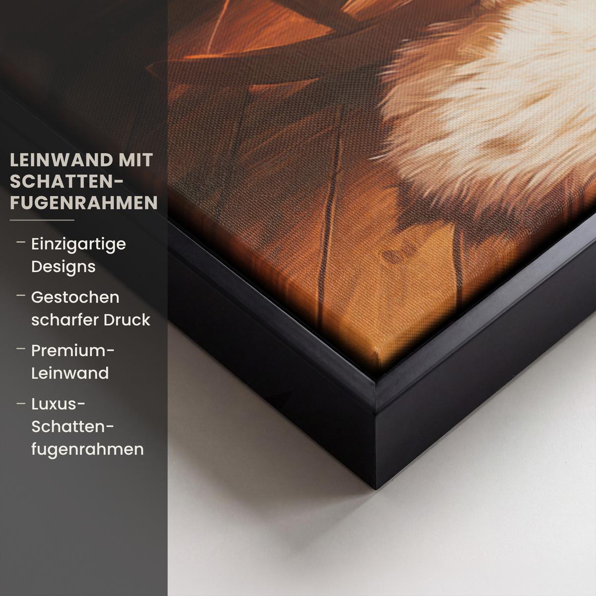 LEINWAND Bilder mit Rahmen - Winter - Weihnachten - Zuhause - Kamin - 50x50 - Bernsteinfarben, Textil (50/50cm) - MuchoWow