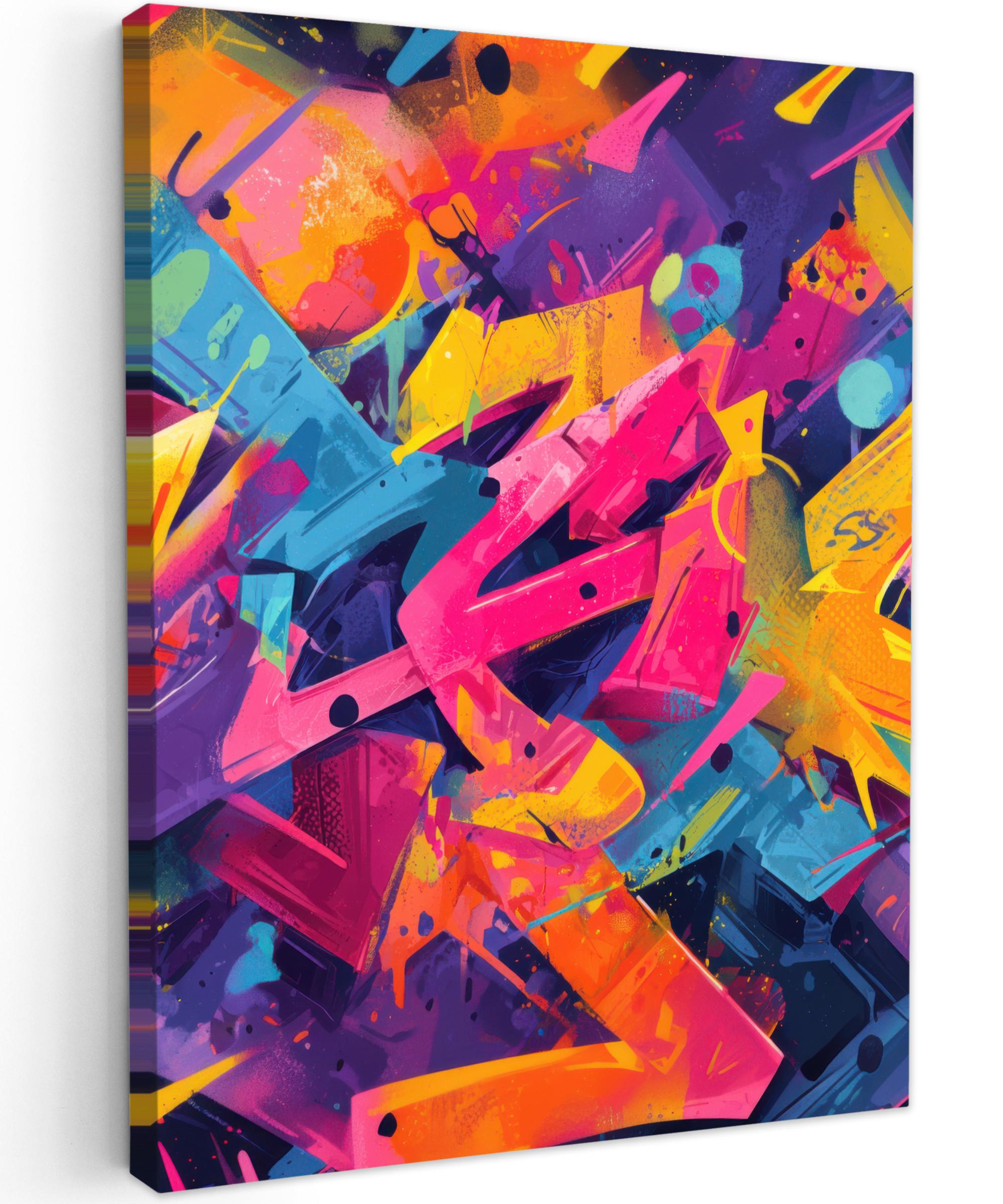 LEINWANDBILD Abstrakt - Formen - Farbenfroh Room Decor 30x40 cm - Magenta, Textil (30/40cm) - MuchoWow
