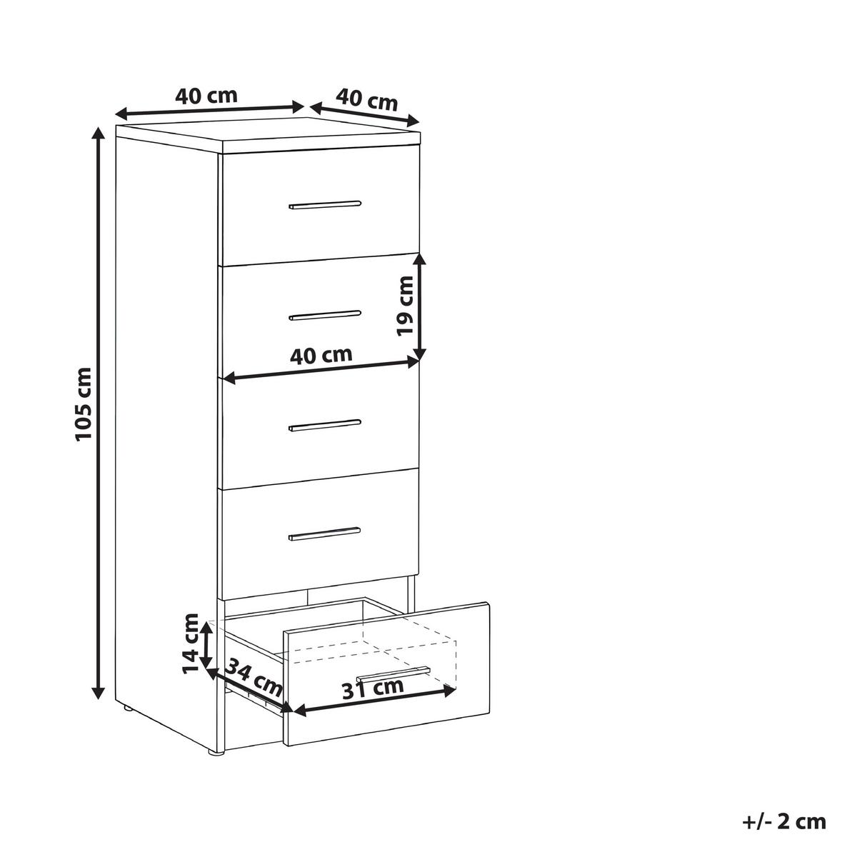 KOMMODE mit 5 Schubladen Hellbraun Kitimat - Hellbraun, Holzwerkstoff (40/105/40cm) - Beliani