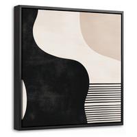 LEINWAND Bilder mit Rahmen - Abstrakt - Japandi - Beige - Modern - 20x20 - Schwarz, Textil (20/20cm) - MuchoWow