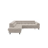 ECKSOFA mit Schlaffunktion Ottomane Links LUMA-L 272x203x70 Beige Velours - Beige/Schwarz, Holzwerkstoff/Kunststoff (272/203cm) - ALTDECOR
