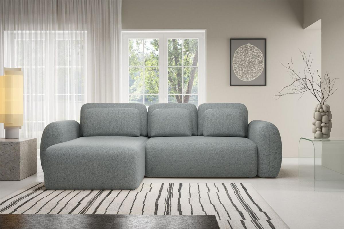ECKSOFA Gaston Mit Schlaffunktion - Dunkelgrau, Holzwerkstoff/Textil (304/190cm) - Fun Möbel