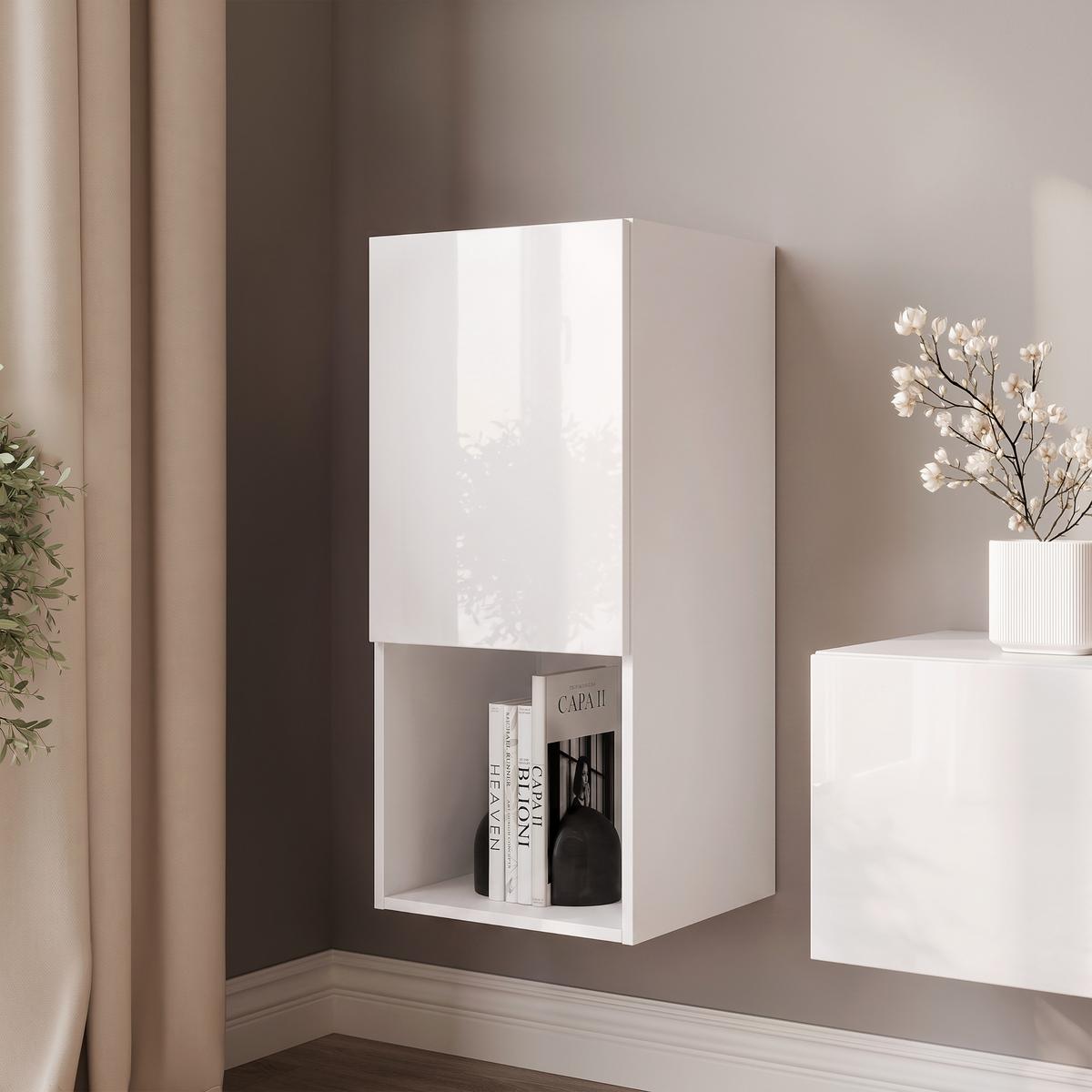 HÄNGESCHRANK ANGEL LINE 40/40/90 cm Weiß Hochglanz - Weiß Hochglanz, Holzwerkstoff (40/90/40cm) - Idohome