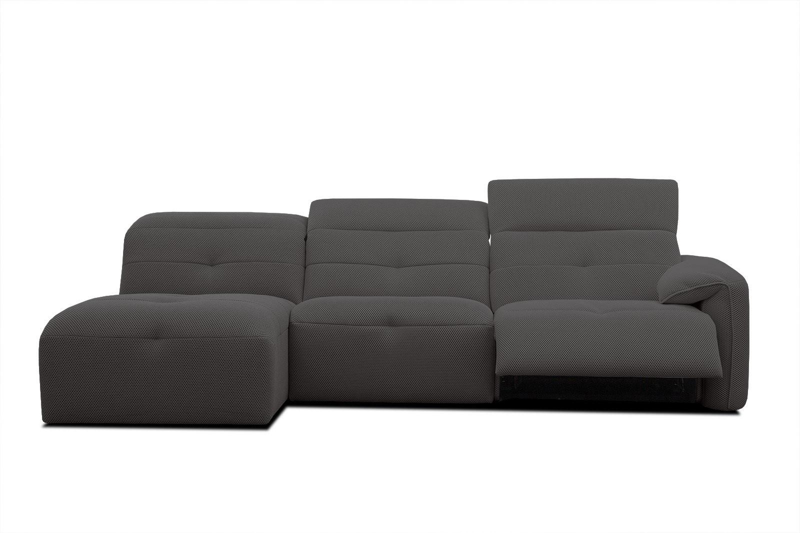 ECKSOFA TRENTO 4-Sitzer mit 1 Relaxfunktion, dunkelgrau - Dunkelgrau/Schwarz, Holzwerkstoff/Kunststoff (165/262cm) - Wozimo