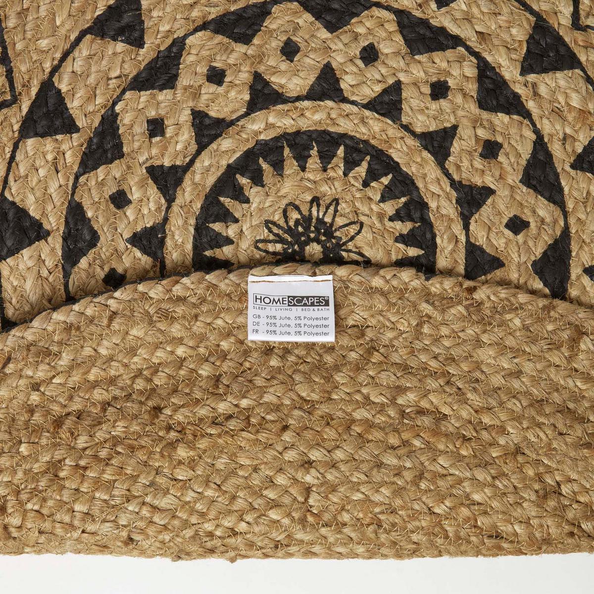TEPPICH Mandala rund geflochten 90 cm - Schwarz, Naturmaterialien (90/90cm) - Homescapes