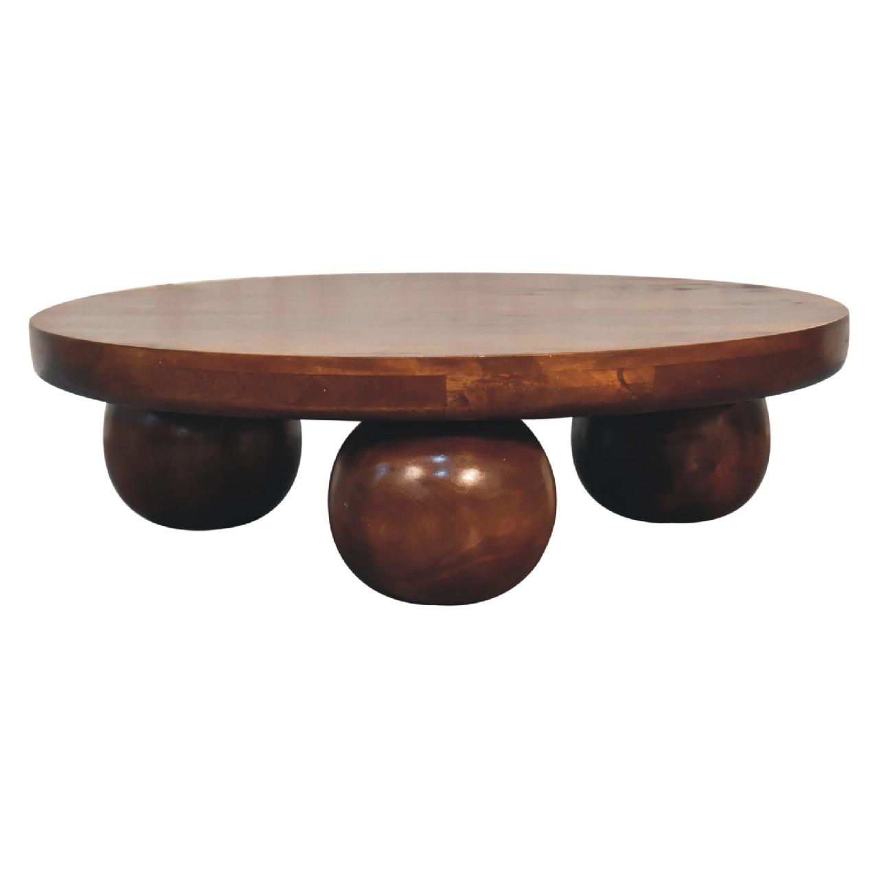 CENTRAL Ball Tisch im Kastanienholz-Finish - Kastanienfarben/Messingfarben, Holz/Metall (80/80/23cm) - Artisan Furniture