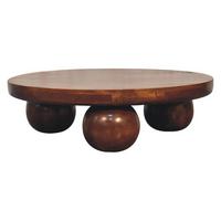 CENTRAL Ball Tisch im Kastanienholz-Finish - Kastanienfarben/Messingfarben, Holz/Metall (80/80/23cm) - Artisan Furniture