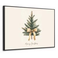 LEINWAND Bilder mit Rahmen - Weihnachtsbaum - Weihnachten - Frohe Weihnachten - Beige - 70x50 - Sandfarben, Textil (70/50cm) - MuchoWow