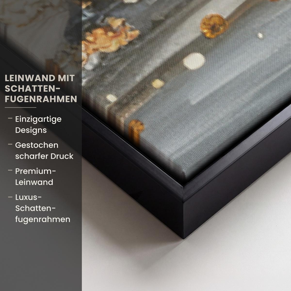LEINWAND Bilder mit Rahmen - Baum - Blumen - Weiß - Natur - Kunst - 100x150 - Weiß, Textil (100/150cm) - MuchoWow