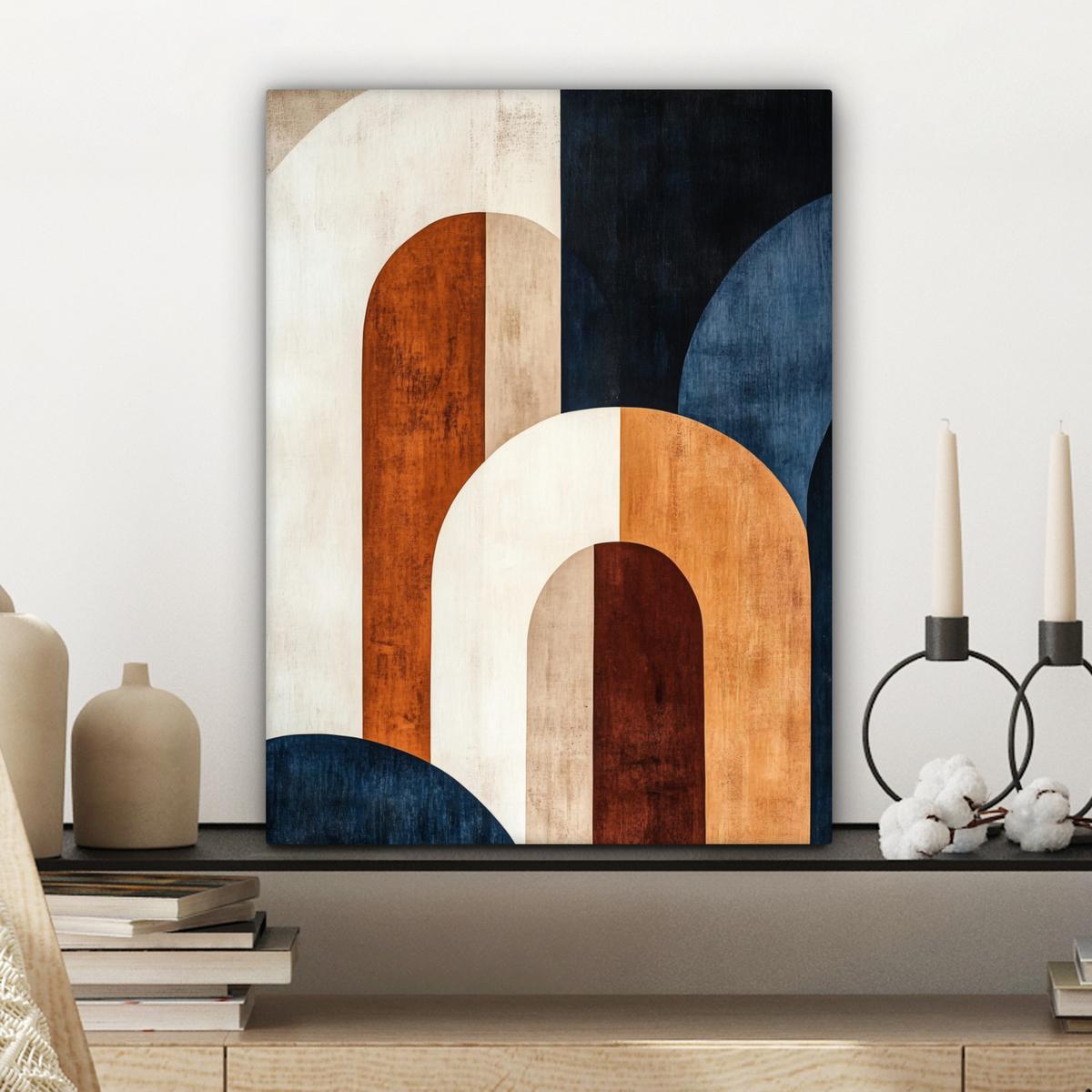 LEINWANDBILD Abstrakt - Formen - Dunkelblau Room Decor 30x40 cm - Cognac, Textil (30/40cm) - MuchoWow