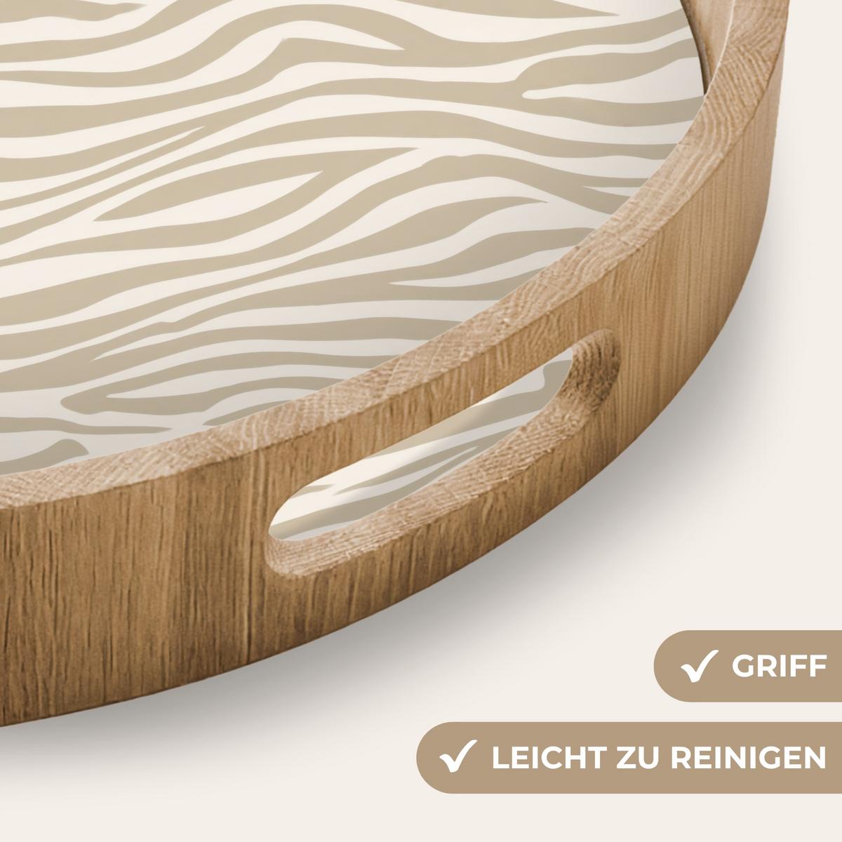 TABLETT Zebra - Muster - Beige 40x40 cm - Beige, Holz (40/5/5cm) - OnlyWow