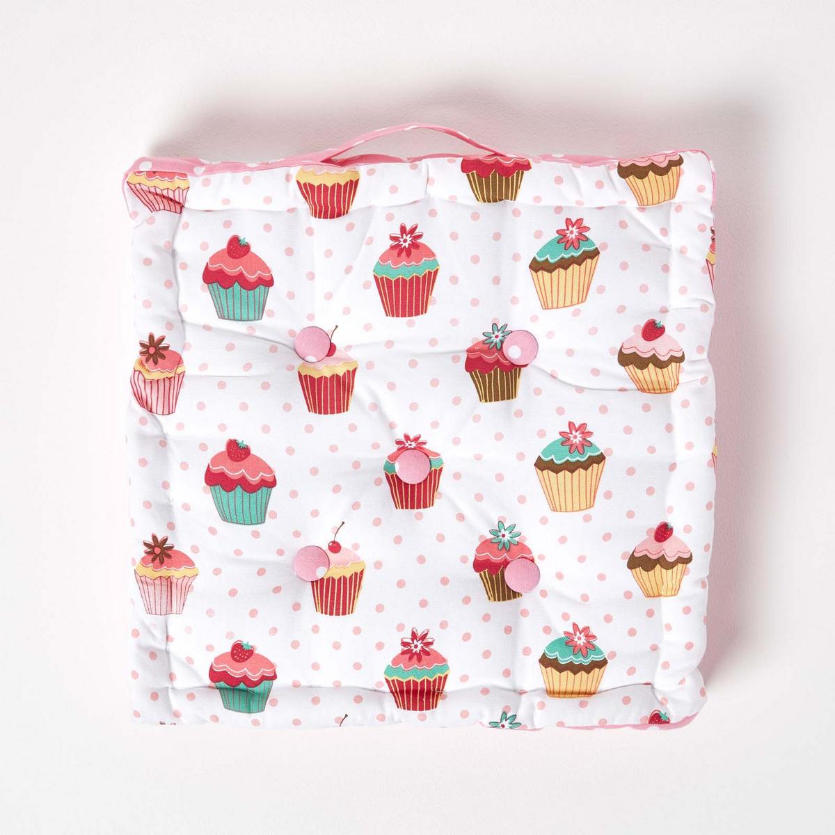 SITZKISSEN Cupcakes rosa 50/50/10 cm - Rosa, Textil (50/50/10cm) - Homescapes