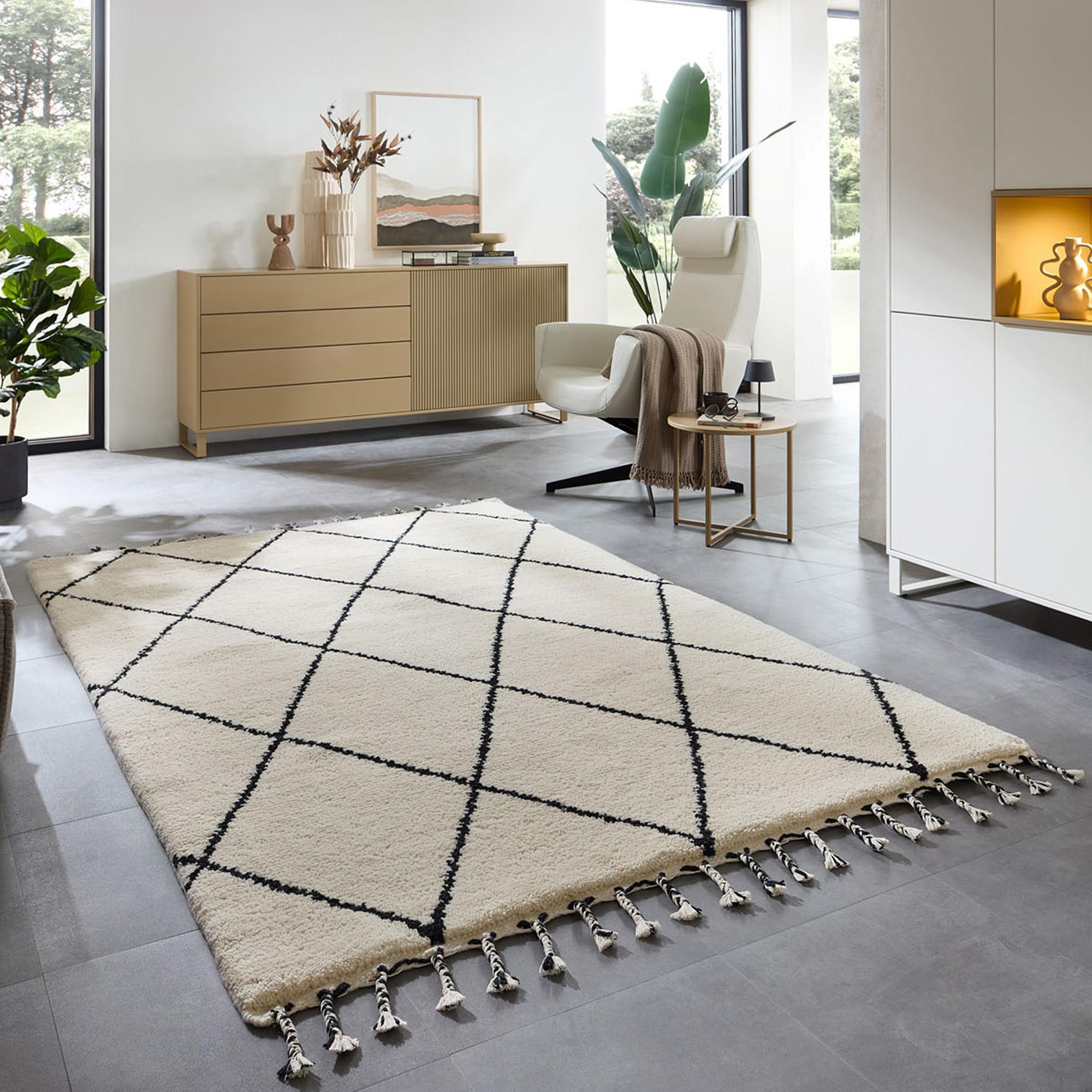 BERBERTEPPICH Marmoucha 140x200 cm - Schwarz, Textil (140/200cm) - THEKO