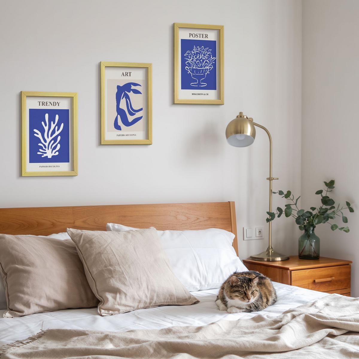 BILDER SET 3er Set - 20x30 cm Goldrahmen - Matisses abstrakte Plakate - Goldfarben, Kunststoff (20/30cm) - TULUP