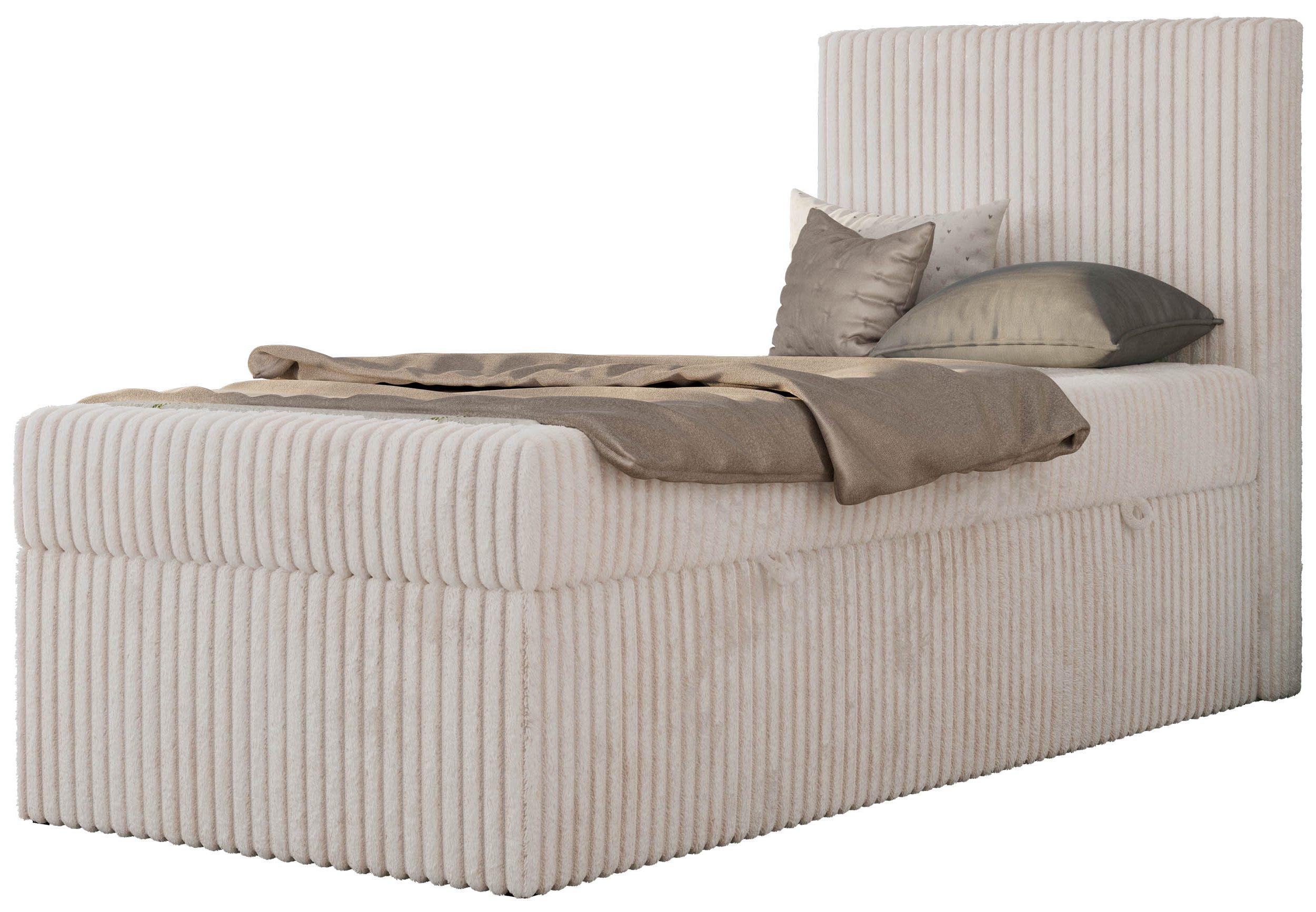 JUGENDBETT TILIO 90/200 - Beige - H3 - Rechts Seite - Beige, Textil (200/90cm) - MKS