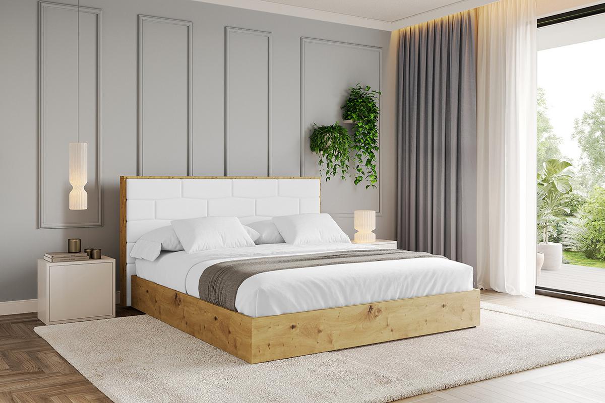 POLSTERBETT mit Bettkasten und Lattenrost, Bett mit Matratze H3/H4 - ENZO8 120x200 Weiß Kunstleder - Weiß Hochglanz, Holzwerkstoff/Textil (120/200cm) - ALTDECOR