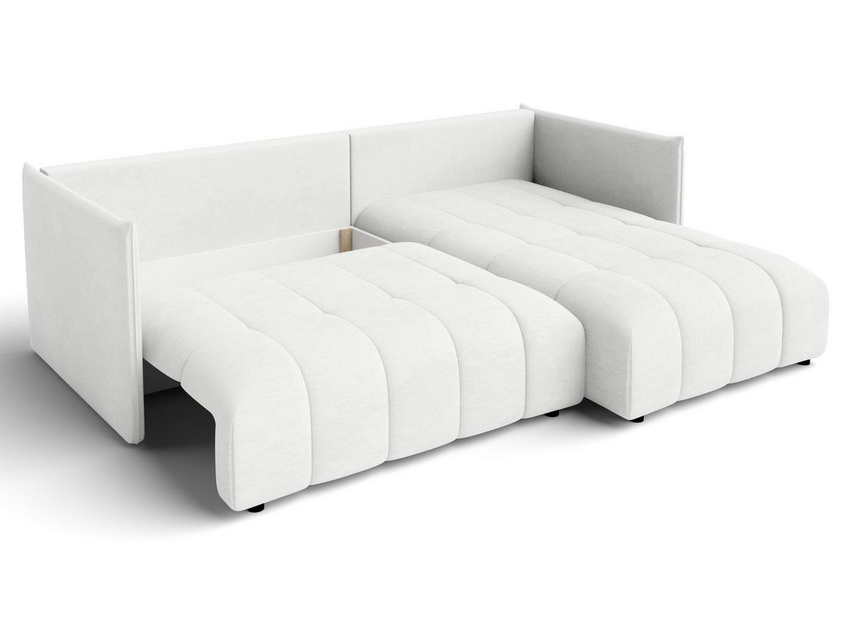 ECKSOFA L Form Cosmova Weiß 248/180/83 cm mit Schlaffunktion - Schwarz/Weiß, Kunststoff/Textil (248/180cm) - AX Living