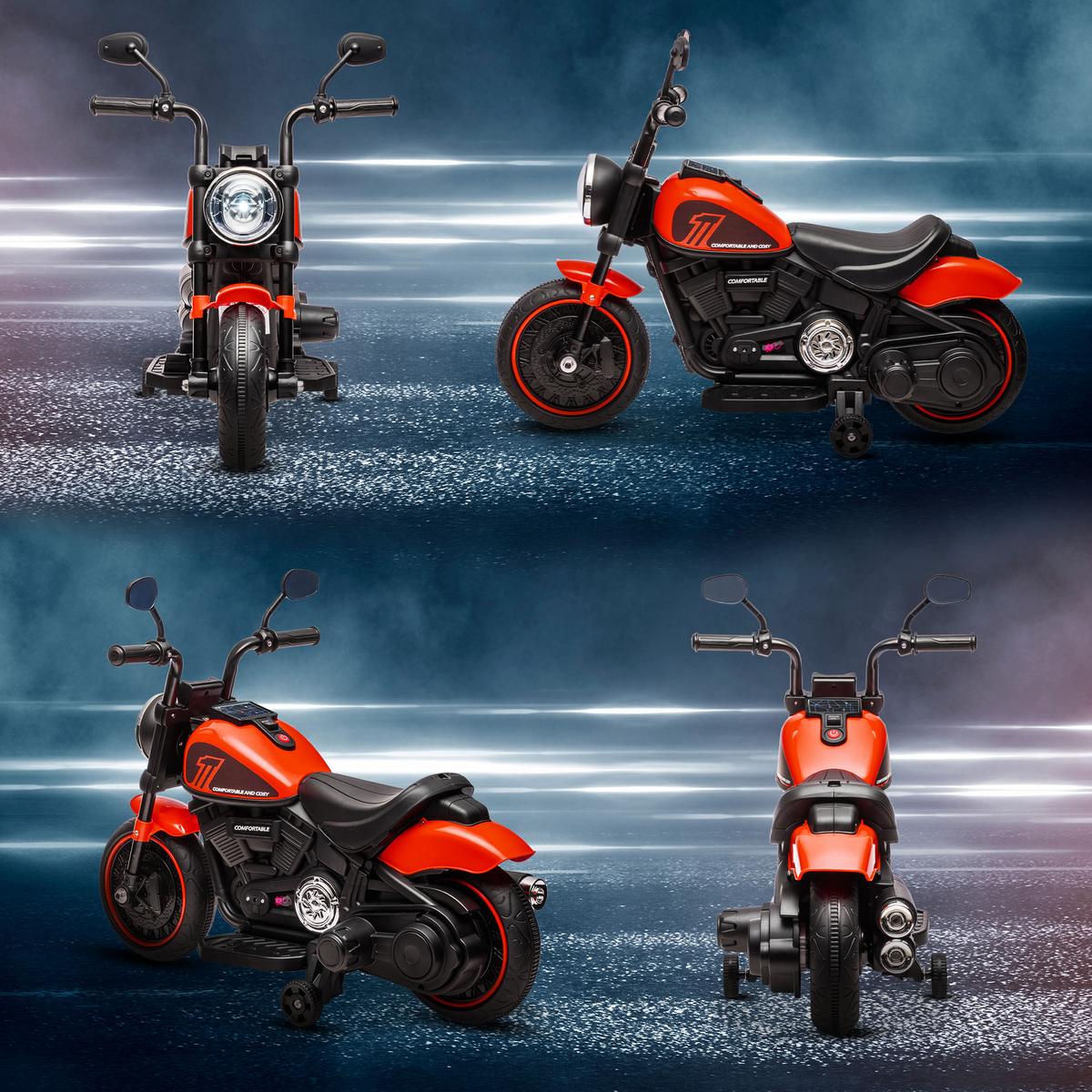 KINDER Elektro-Motorrad Kindermotorrad 6V Kinderfahrzeug für 1,5-3 Jahre Rot - Rot/Schwarz, Kunststoff/Metall (76/42/57cm) - HOMCOM