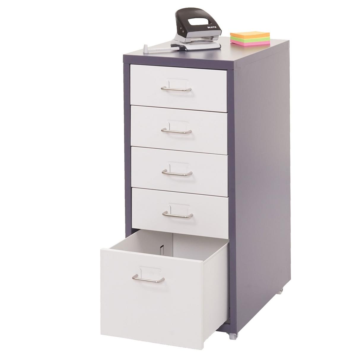 ROLLCONTAINER Anthrazit, Weiß - Anthrazit/Weiß, Metall (28/69/41cm) - MCW