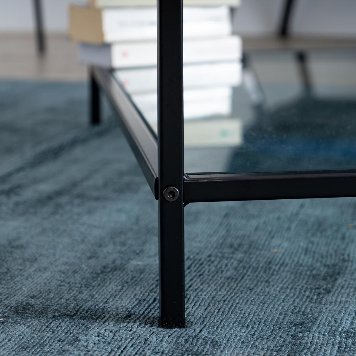 COUCHTISCH Glasplatte kratzfest & Metallgestell stabil 80X80cm - Schwarz, Glas/Metall (80/80/42cm) - Urban Meuble