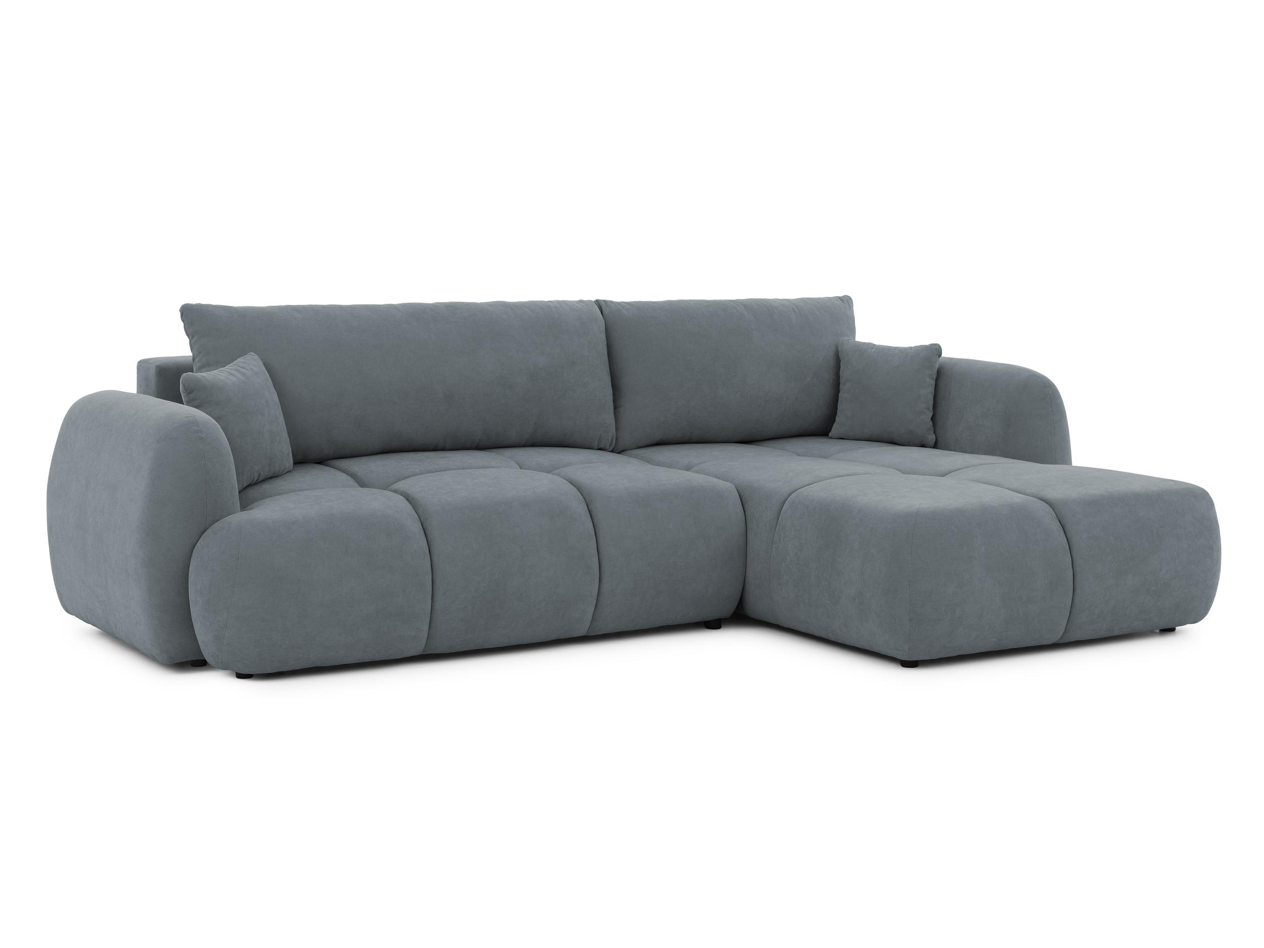 ECKSOFA Loretto aus natürlichem Dunkelgrau Webstoff mit Schlaffunktion, Bettkasten und tiefen Steppungen in Bubble-Optik - Dunkelgrau/Schwarz, Holz/Kunststoff (275/180cm) - S-Style