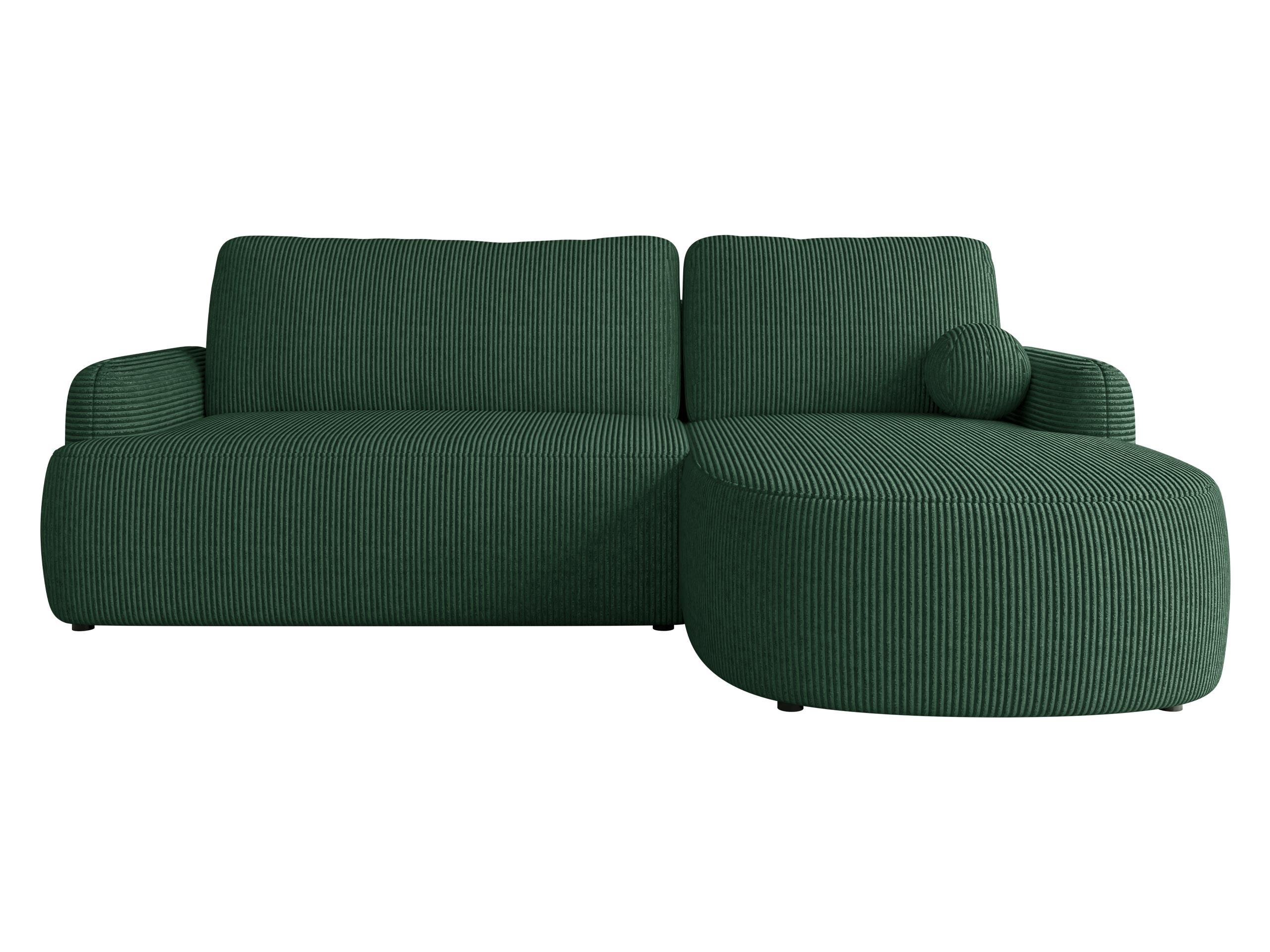 ECKSOFA Loridu Cord, Seite: Rechts - Dunkelgrün/Schwarz, Holz/Kunststoff (174/250cm) - MIRJAN24