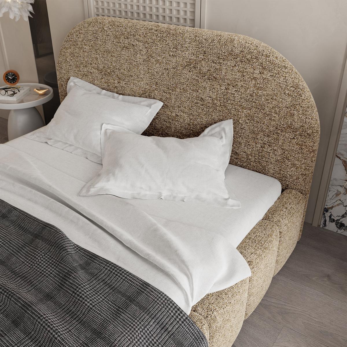 POLSTERBETT FLUSSO 140x200 cm mit Bettkästen - Beige - Beige, Holz (140/200cm) - MASSENO