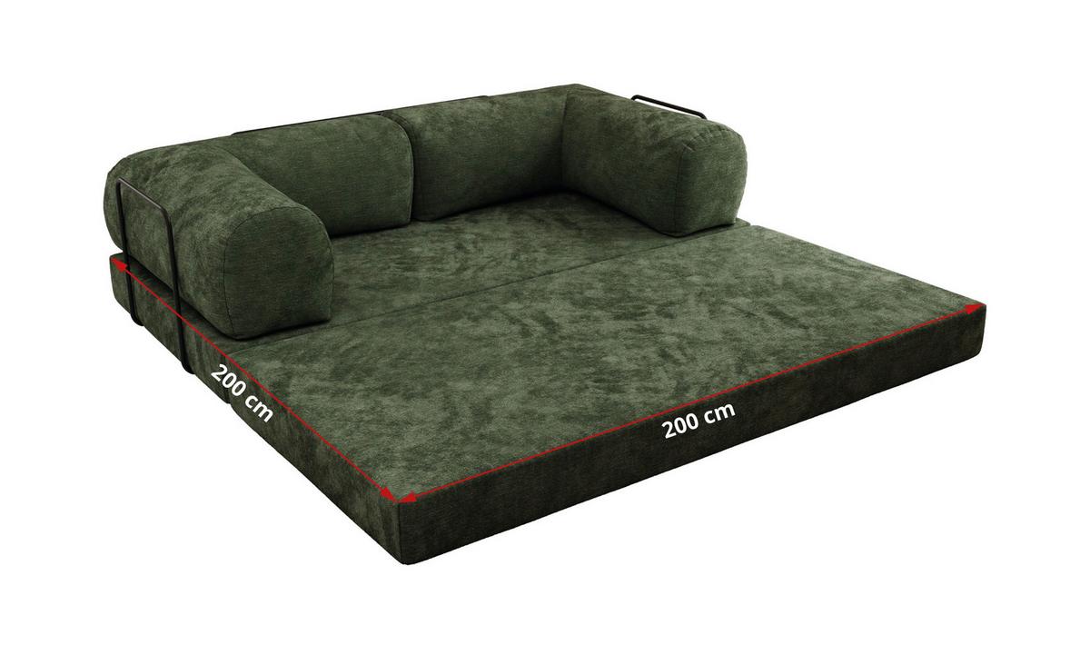 3-SITZER SOFA ORSETTO - Dunkelgrün Schenille glatt - Dunkelgrün/Schwarz, Textil/Metall (200/70/100cm) - MKS