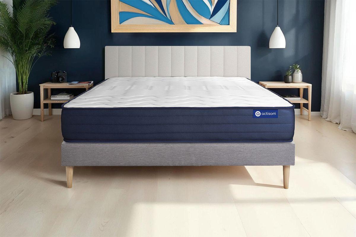 BETT Actiflex life Taschenfederkern und Memory-Schaum 80 x 200 cm h4 - Kit Bettgestell Grau - Beige/Grau, Karton/Holz (80/200cm) - ACTISOM