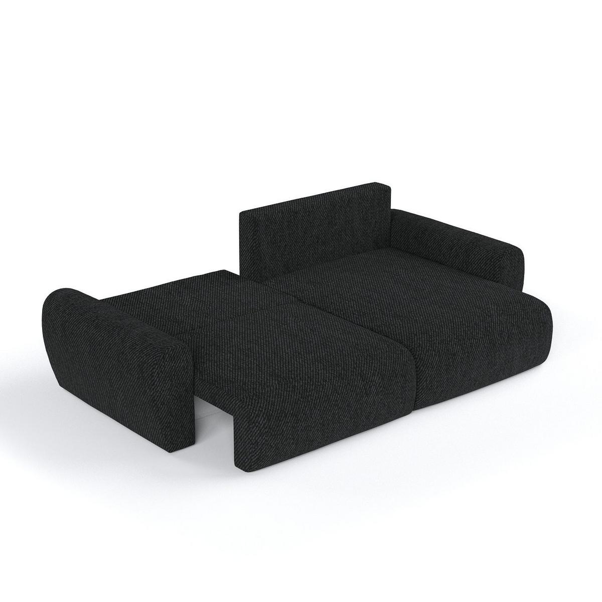 ECKSOFA OMARI mit Schlaffunktion Schwarz im Neve Stoff - Schwarz, Holz/Holzwerkstoff (253/153cm) - AltaBeds